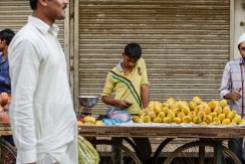 Fruit seller in Old Delhi, India