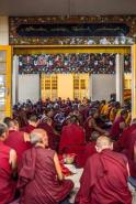 Tibetan Monks in the Dalai Lama Temple in McLeod Ganj, Dharamsala, India