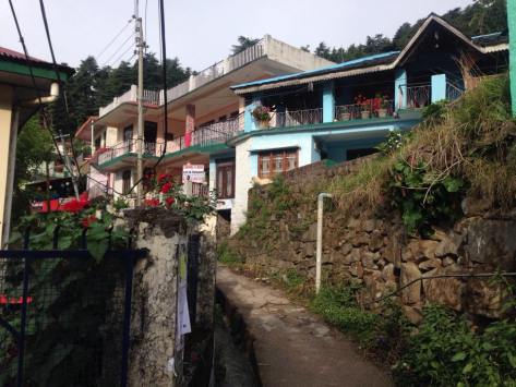 The main stone path in Dharamkot, Dharamsala, India