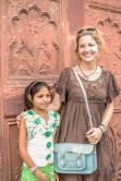 Anna with Indian girl in Red Fort, Old Delhi, India