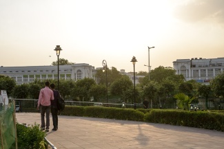 Sunset in Central park, Connaught place in New Delhi