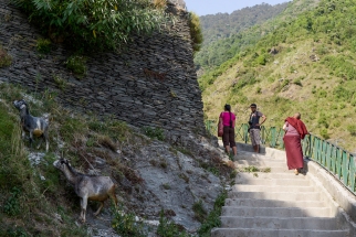 The road to Bhagsu waterfalls, Dharamsala, India