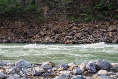 Fast-flowing energetic stream of the Ganges, Rishikesh, India