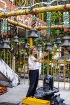 Anna ringing bells in Rishikesh, India