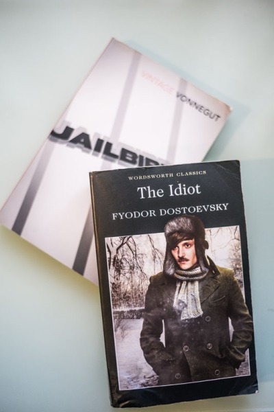 Traveling the world with "The Idiot" by Dostoevsky and "Jail Bird" by Vonnegut 